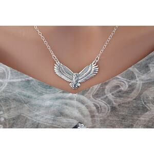 Sterling Silver Flying Owl Pendant Festoon Charm